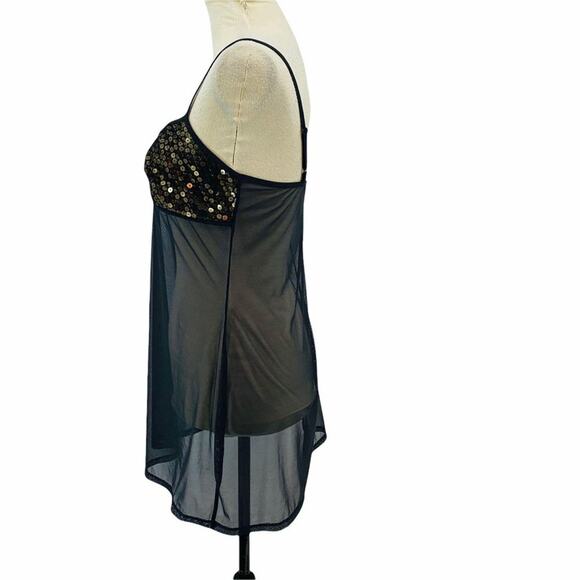 Vintage Victoria Secret Sheer Black Gold Sequin Negligee Womens Medium - Picture 5 of 9